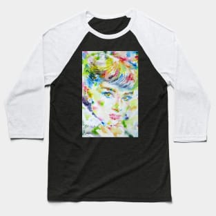 AUDREY HEPBURN watercolor portrait .6 Baseball T-Shirt